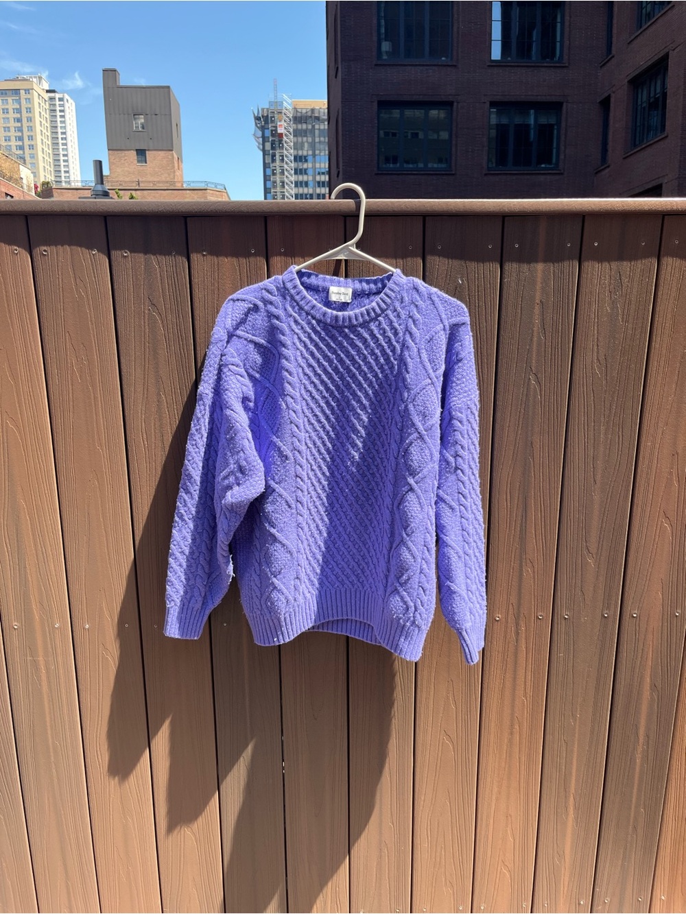 Aritzia Lavender Cable Knit Crewneck Sweater